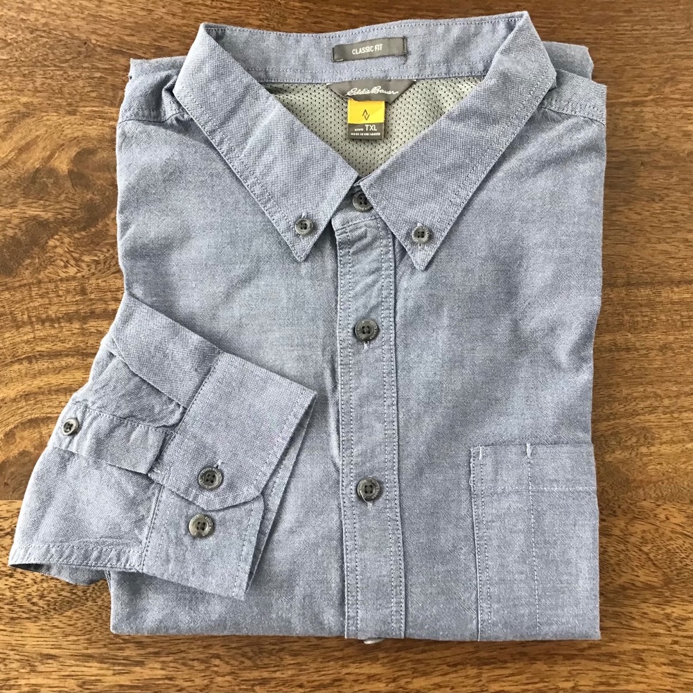 Eddie Bauer chambray long sleeve shirt, Men’s Xl-Tall